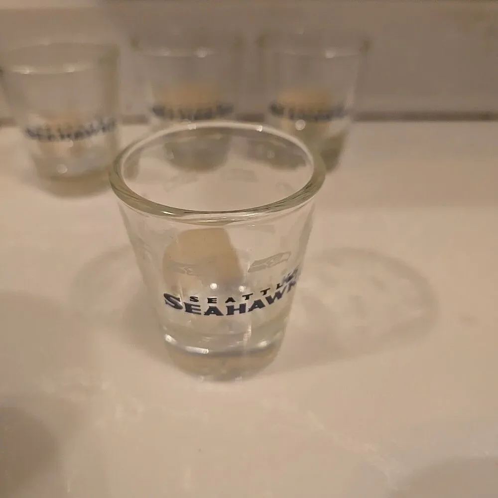 Seattle Seahawks Shot Glasses 4pc Brand Logo 2oz NFL Football Barware Gameday
